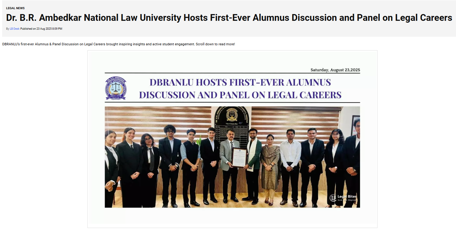 Dr. B.R. Ambedkar National Law University Hosts First-Ever Alumnus Discussion and Panel on Legal Careers