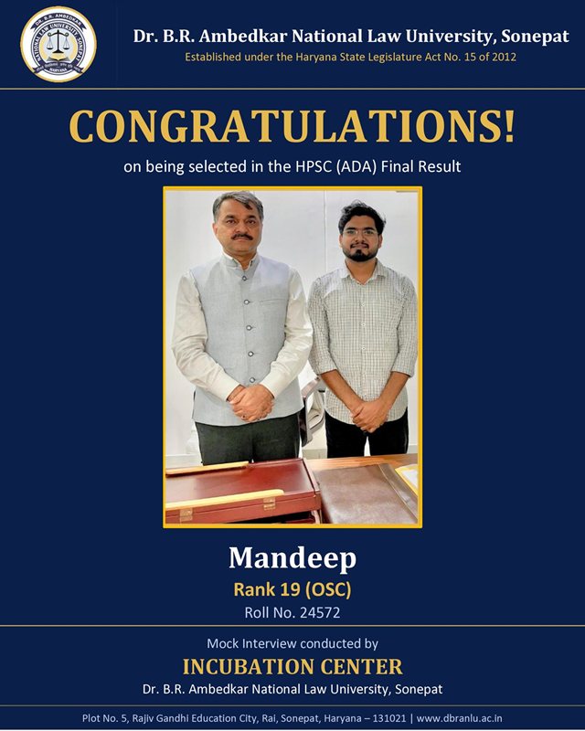 Mandeep — selected in the HPSC (ADA) Final Result, Rank 19 (OSC)
